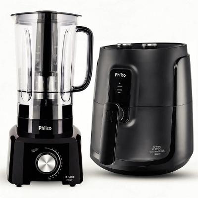 Fritadeira Elétrica Sem Óleo Air Fry Philco PFR15PG Gourmet Gold 4,3L Preta + Liquidificador PH900 Preto 1200W com 12 Velocidades