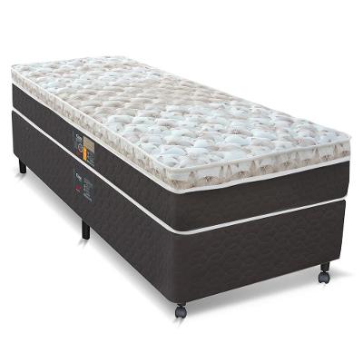 Cama Box Solteiro Castor Sleep Classic Hibrido com Molas Ensacadas 64x88x188cm – Branco/Cinza