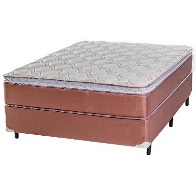 Cama Box Queen Size Luckspuma Madri com Molas Bonnel e Pillow Top 66x158x198cm - Rústico Marrom/Branco