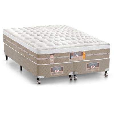 Cama Box Queen Size Castor Silver Star Air com Mola Pocket 71x158x198cm – Branco/Bege