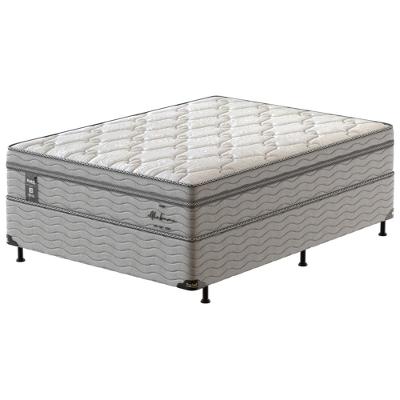 Cama Box Casal Probel Alabama com Euro Pillow e Molas Ensacadas 68x138x188 cm - Branco/Cinza