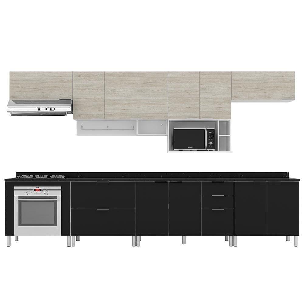Cozinha Completa Bartira Rubi com 10 Portas, 5 Gavetas e 6 Prateleiras - 360cm de largura - 3