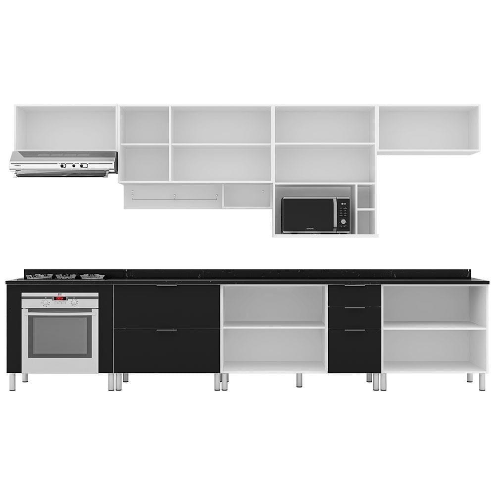 Cozinha Completa Bartira Rubi com 10 Portas, 5 Gavetas e 6 Prateleiras - 360cm de largura - 4