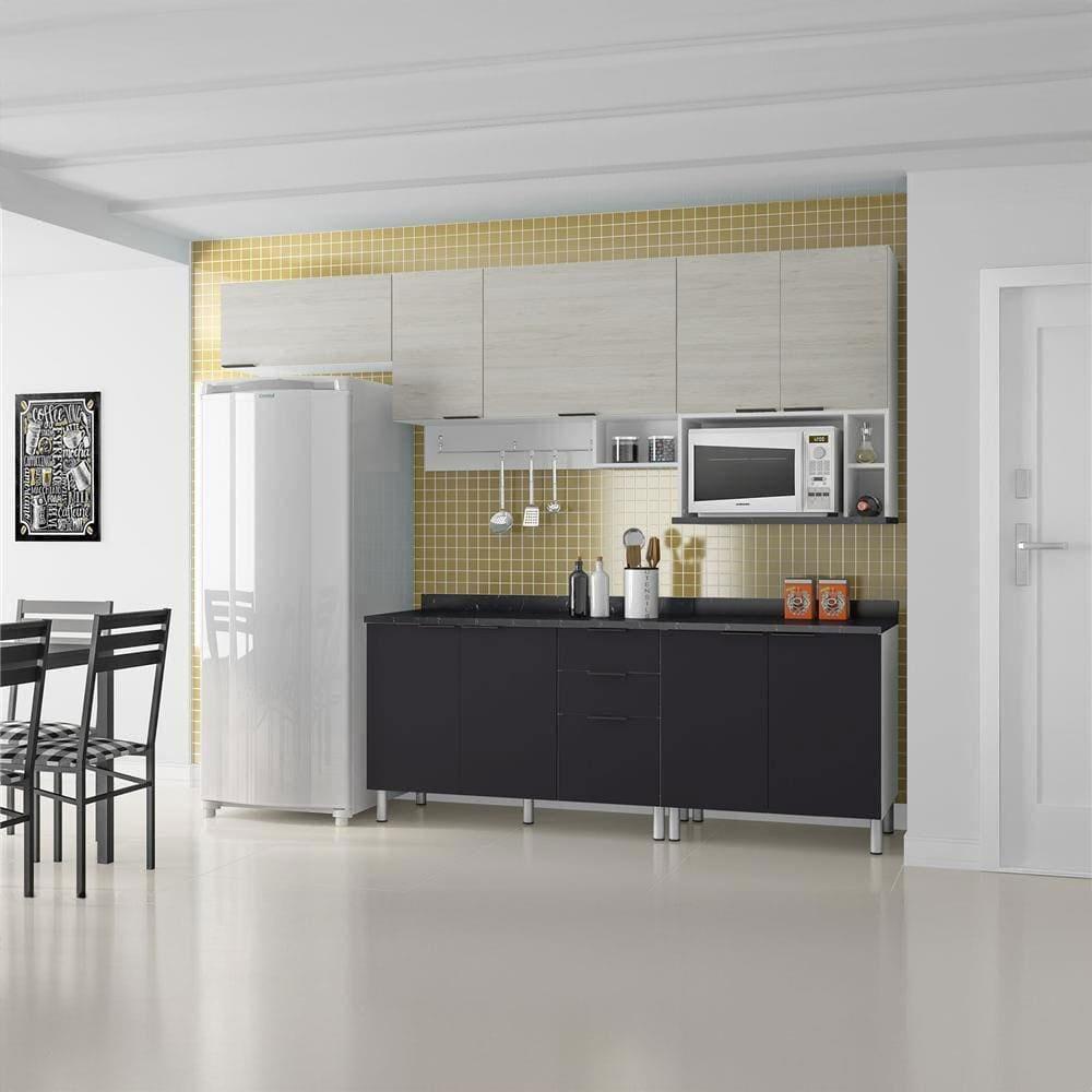 Cozinha Completa Bartira Rubi com 9 Portas, 3 Gavetas e 5 Prateleiras - 280cm de largura - 1