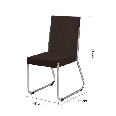 Mesa de Jantar Aço Nobre Leticia com Tampo de Vidro e 4 Cadeiras Liz com Assento Estofado Revestido em Suede