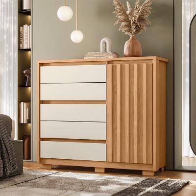 Cômoda Sapateira Palumoveis Duetto com 5 Gavetas e 1 Porta – 125cm de Largura