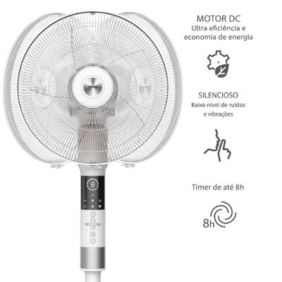 Ventilador de Coluna 40cm Spirit 360º com 3 Velocidades, Controle Remoto, Display LED e Timer de até 8 Horas – Branco
