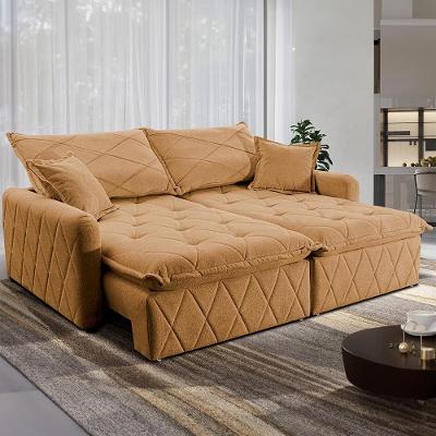 Sofá 3 lugares Cama inBox Sublime com Assento Retrátil e Encosto Reclinável em Boucle - 200cm de Largura