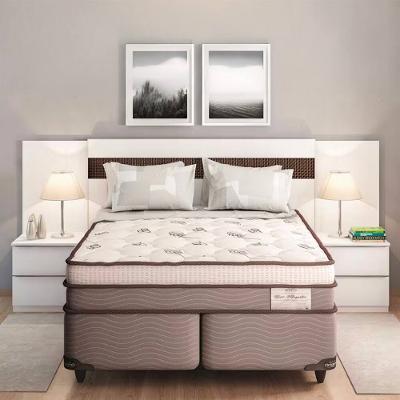 Cama Box Queen Size Ortobom New Magestic com Molas Ensacadas 68x158x198 cm - Marrom/Cinza