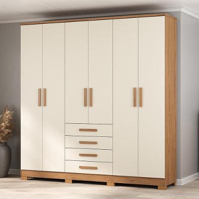 Guarda-roupa casal Atualle Lugano 6 Portas 4 Gavetas Canelato Off White