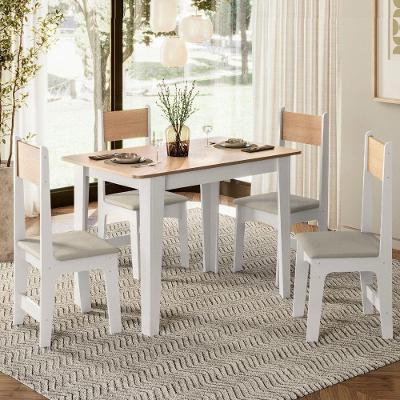 Conjunto de Mesa Sonetto Delta 110cm Tampo Mel Arredondado 4 Cadeiras Assento Revestido em Courino Design Moderno Seguro