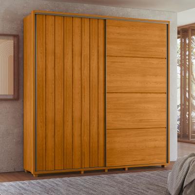 Guarda-Roupa Casal Madetec Monet 2 Portas Correr Ripado Amortecimento Cabideiro Extensível 4 Gavetas