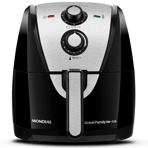 Fritadeira Elétrica Sem Óleo Air Fryer Mondial Grand Family AF-55I 5,5L – Preta/Inox