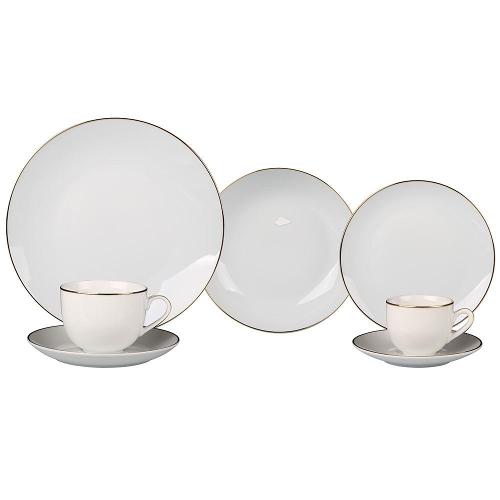Aparelho de Jantar 42 Peças L`Hermitage Legacy em Porcelana - Branco/Dourado