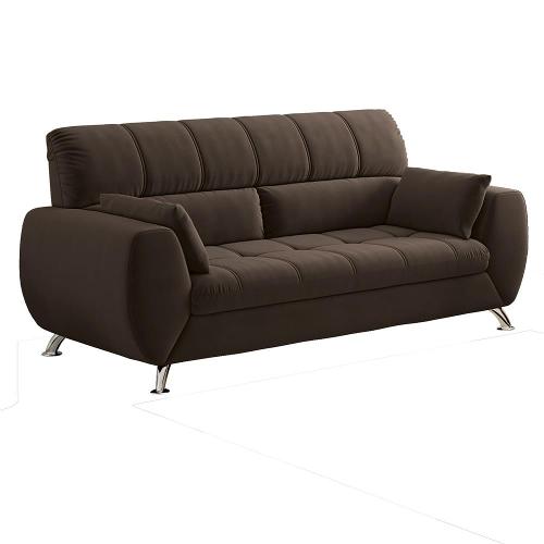 Sofá de 3 Lugares Linoforte Bélgica com 204 cm de Largura e Revestido em Tecido Suede