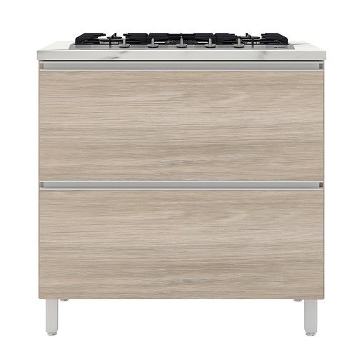 Balcão para Cooktop de 5 Bocas Bartira Amazonita com 1 Porta, 1 Gaveta e 1 Prateleira - 80,1cm de largura