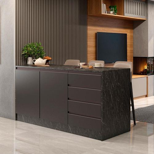 Bancada Bartira Gourmet com 2 Portas, 4 Gavetas e 1 Prateleira - 180,6cm de largura