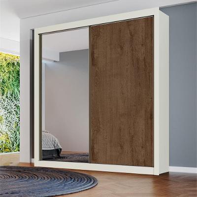 Guarda-Roupa Solteiro Móveis Europa Zurique Flex com Espelho, 2 Portas de Correr e 4 Gavetas - 170cm de largura