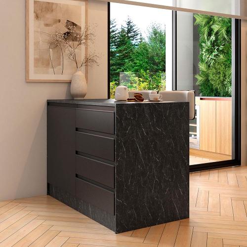 Bancada Bartira Gourmet com 1 Porta, 4 Gavetas e 1 Prateleira - 126cm de largura