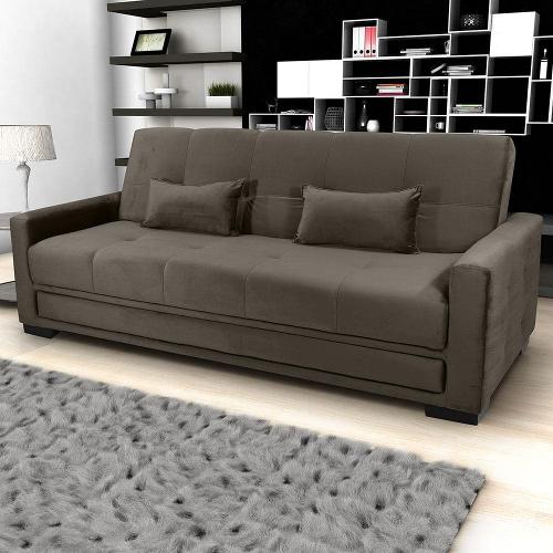 Sofá-Cama 3 Lugares Matrix Grazi Revestido em Tecido Veludo - 206cm de largura