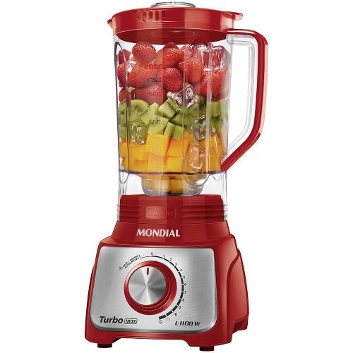 Liquidificador Mondial Turbo L-1100 com 12 Velocidades 1100W - Vermelho/Inox