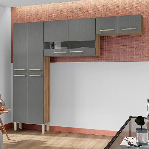 Cozinha Compacta Kit`s Paraná Nala com 8 Portas e 4 Prateleiras - 222cm de largura