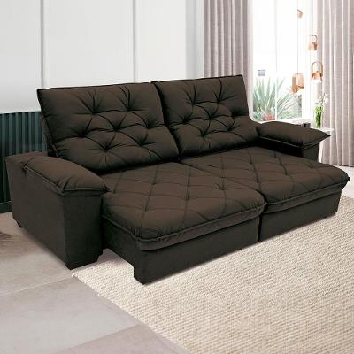 Sofá 4 Lugares Linoforte Luggero Retrátil e Reclinável Revestido em Tecido Suede - 230cm de largura