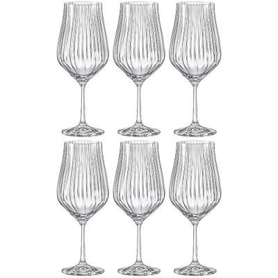 Conjunto de Taças para Água Bohemia Tulipa Optic em Cristal 550ml - 6 Peças