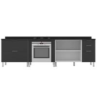 Cozinha Compacta Bartira Rubi com 2 Portas, 5 Gavetas e 1 Prateleira - 280,3cm de largura