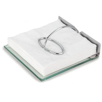 Porta-guardanapo Forma Slim 2719/E em Inox e Vidro - 19 cm