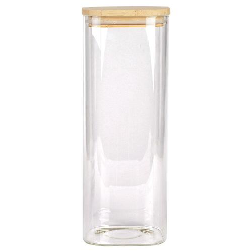 Porta Mantimentos Quadrado Dynasty em Vidro Borossilicato com Tampa de Bambu – 1,9L