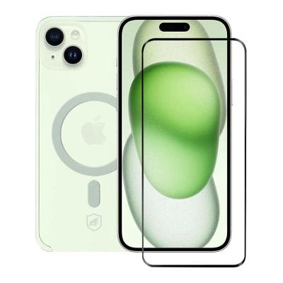 Kit Capa case capinha Magsafe Transparente e Pelicula Ultra Glass Preta para iPhone 15 Plus - Gshield