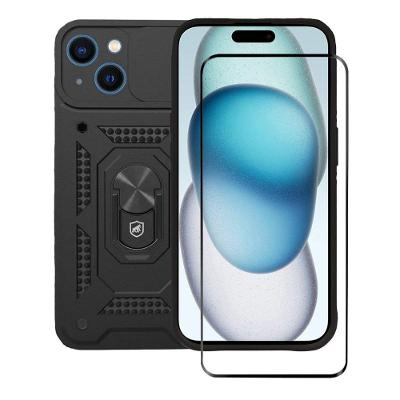 Kit Capa case capinha Dinamic Cam Protection e Pelicula Coverage 5D Pro Preta para iPhone 15 Plus - Gshield