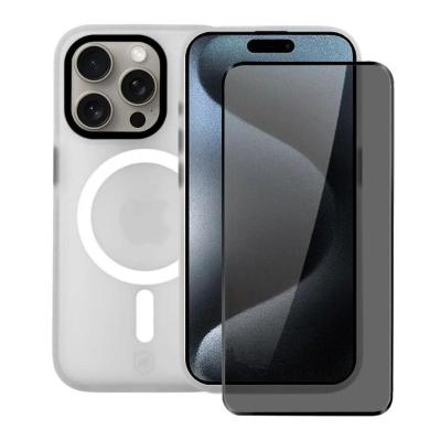 Kit Capa case capinha Magsafe Pro Transaprente e Pelicula Defender Pro Privacidade para iPhone 15 Pro - Gshield