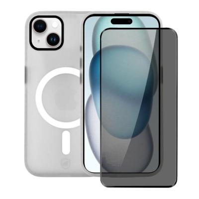 Kit Capa case capinha Magsafe Pro Transaprente e Pelicula Defender Pro Privacidade para iPhone 15 Plus - Gshield