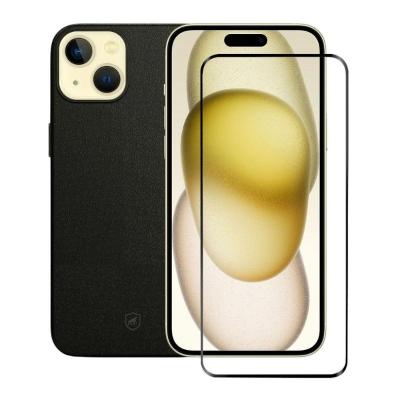 Kit Capa case capinha Couro Dual Preta e Pelicula Ultra Glass para iPhone 15 - Gshield