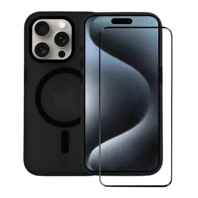 Kit Capa case capinha Magsafe Pro Preta e Pelicula Ultra Glass para iPhone 15 Pro - Gshield