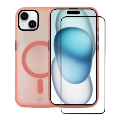 Kit Capa case capinha Magsafe Pro Rosa e Pelicula Ultra Glass para iPhone 15 Plus - Gshield