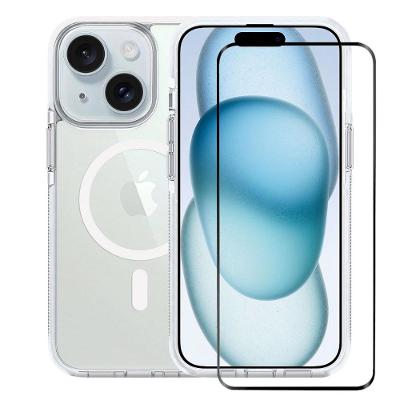 Kit Capa case capinha Anti-Slip Magsafe e Pelicula Coverage 5D Pro Preta para iPhone 15 - Gshield