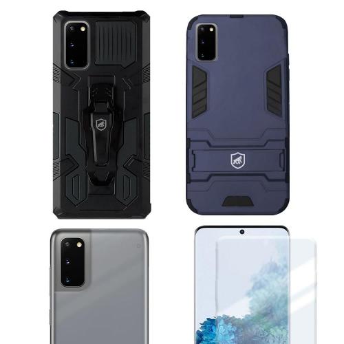 Capa case capinha Armor+ Capa case capinha Clip + Película Nano Gel + Nano Traseira Para Samsung Galaxy S20 - Gshield