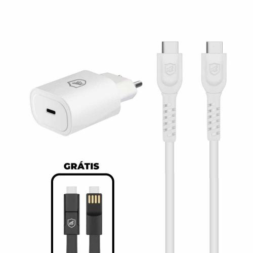 Kit Carregador Turbo Tipo C + Cabo Dual Shock Tipo C / Tipo C + Cabo 3 em 1  - Gshield