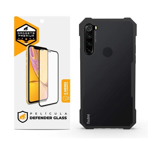 Kit Capa case capinha Dual Shock x e Pelicula Defender Glass para Xiaomi Redmi Note 8 - Gshield