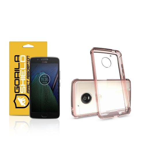 Kit Capa case capinha Ultra Slim Air Rosa e Película de vidro dupla para Motorola Moto G5 Plus - Gorila Shield