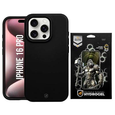 Kit Capa case capinha Silicon Premium e Película Hydrogel HD para iPhone 16 Pro - Gshield