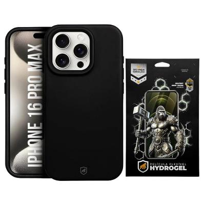 Kit Capa case capinha Silicon Premium e Película Hydrogel HD para iPhone 16 Pro Max - Gshield