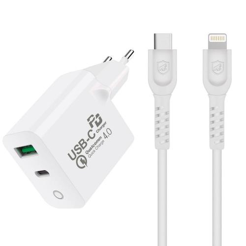 Kit Carregador Turbo Delivery 4.0 Fonte USB / Type C / Tipo C + Cabo  Lightning / Tipo C (iPhone / iPad) - Gshield