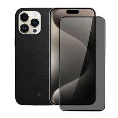 Kit Capa case capinha Couro Dual Magsafe e Pelicula Defender Pro Privacidade para iPhone 15 Pro Max - Gshield