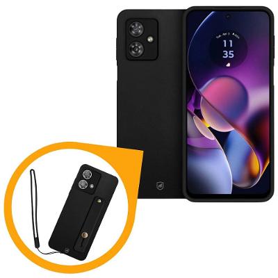 Kit Capa Silicon Veloz para Motorola Moto G54 + Ring Socket + Cordão - Preto - Gshield