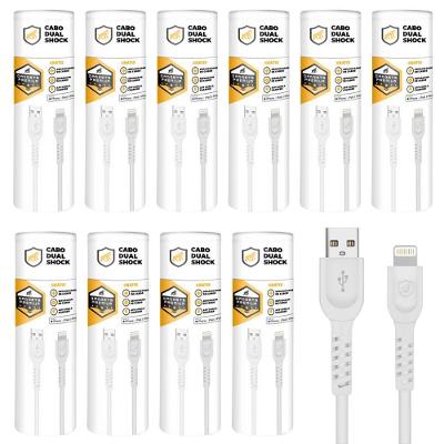Cabo Dual Shock Lightning / USB A - Branco - 1,2m - no Atacado - Caixa Fechada 10 Unidades - Gshield