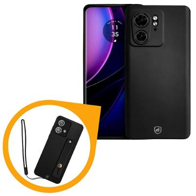 Kit Capa Silicon Veloz para Motorola Moto Edge 40 + Ring Socket + Cordão - Preto - Gshield